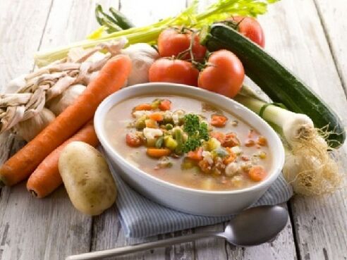 vegetais e sopa de cera