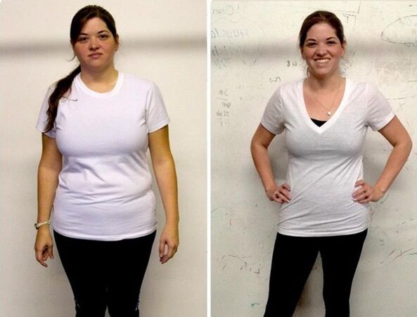 Garota antes e depois de perder peso